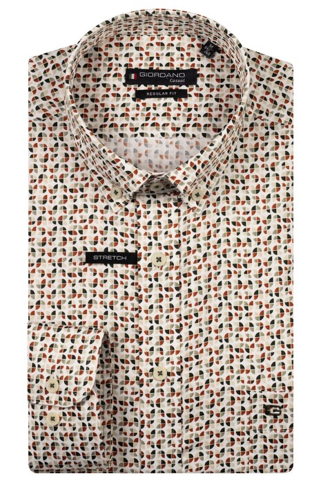 Giordano Ivy Satin Stretch Abstract Graphic Pattern Overhemd Groen-Multi