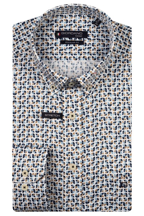 Giordano Ivy Satin Stretch Abstract Graphic Pattern Overhemd Navy-Multi