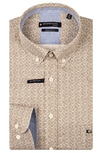 Giordano Ivy Satin Stretch Abstract Pattern Overhemd Zand
