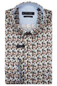 Giordano Ivy Satin Stretch Geometric Fantasy Dots Overhemd Groen-Multi