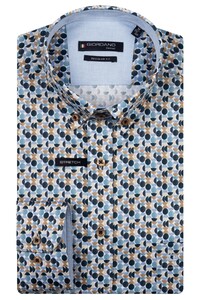 Giordano Ivy Satin Stretch Geometric Fantasy Dots Shirt Navy-Multi