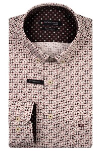 Giordano Ivy Satin Stretch Geometric Pattern Overhemd Deep Mauve