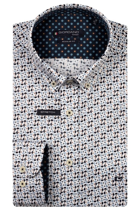 Giordano Ivy Satin Stretch Geometric Pattern Overhemd Navy