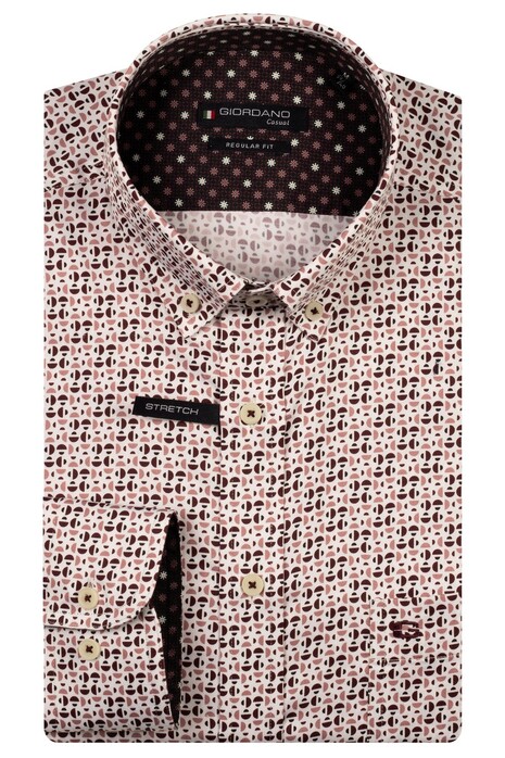 Giordano Ivy Satin Stretch Geometric Pattern Shirt Deep Mauve
