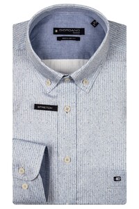 Giordano Ivy Satin Stretch Linnen Look Herringbone Overhemd Pastel Blauw