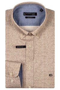Giordano Ivy Satin Stretch Linnen Look Herringbone Overhemd Zand