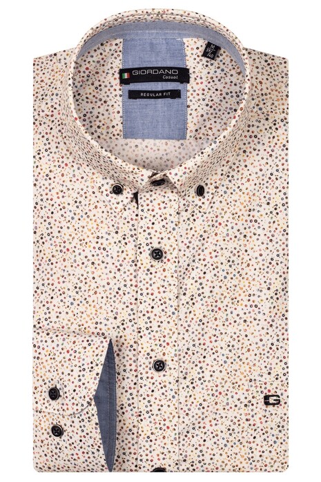 Giordano Ivy Satin Stretch Mini Floral Pattern Overhemd Bright White-Multi