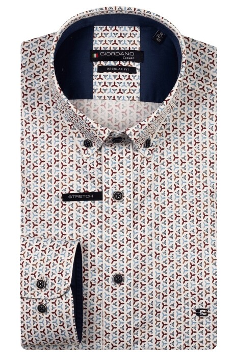 Giordano Ivy Satin Stretch Mini Graphic Pattern Overhemd Deep Mauve-Multi
