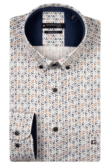 Giordano Ivy Satin Stretch Mini Graphic Pattern Overhemd Navy-Multi
