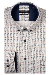 Giordano Ivy Satin Stretch Mini Graphic Pattern Shirt Navy-Multi
