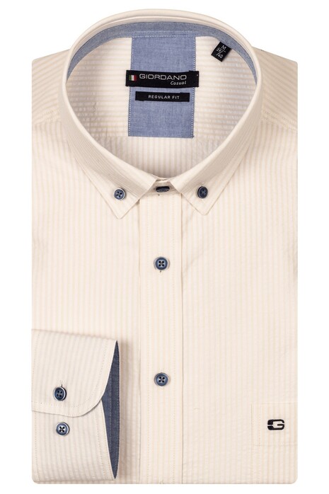 Giordano Ivy Seersucker Stripe Overhemd Zand
