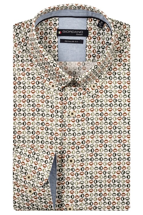 Giordano Ivy Soft Oxford Allover Graphic Pattern Overhemd Groen-Multi