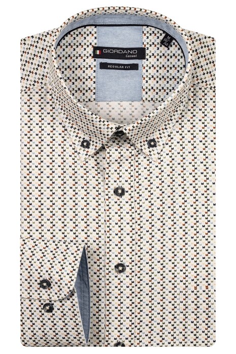 Giordano Ivy Soft Oxford Mini Graphic Pattern Overhemd Groen-Multi