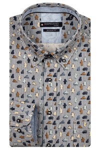 Giordano Ivy Soft Twill Polar Bear Stripe Fantasy Shirt Navy-Multi