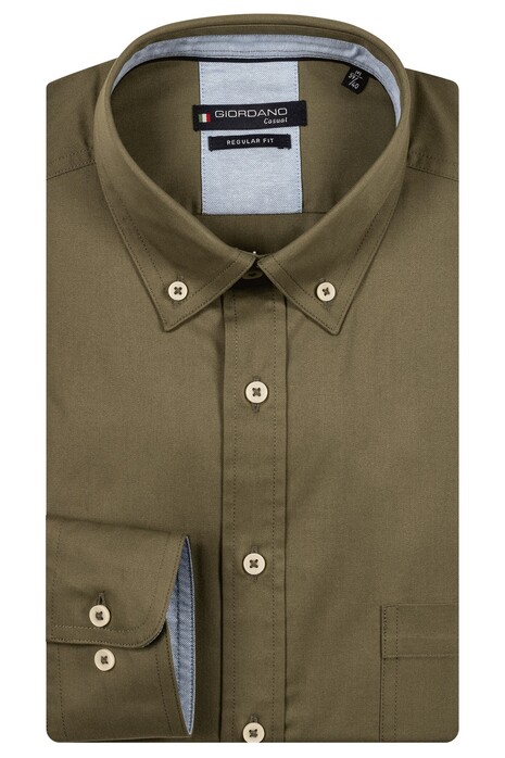 Giordano Ivy Soft Washed Twill Uni Color Button-Down Shirt Green