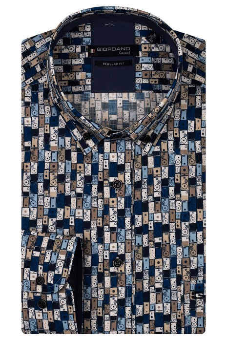 Giordano Ivy Speakers Fantasy Pattern Overhemd Navy-Multi
