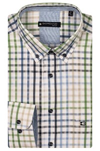 Giordano Ivy Twill Multi Check Button Down Overhemd Apple Green-Multi