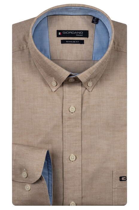 Giordano Ivy Uni Color Button Down Overhemd Donker Beige