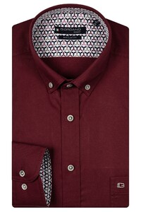 Giordano Ivy Uni Color Washed Fine Twill Contrast Pattern Overhemd Rood