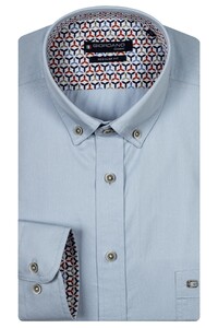 Giordano Ivy Uni Color Washed Fine Twill Contrast Pattern Shirt Light Blue