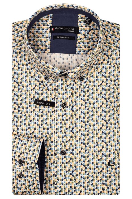 Giordano Ivy Vintage Abstract Graphic Pattern Overhemd Apple Green-Multi
