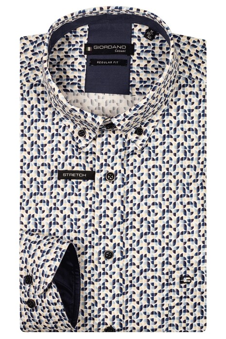 Giordano Ivy Vintage Abstract Graphic Pattern Overhemd Navy-Multi