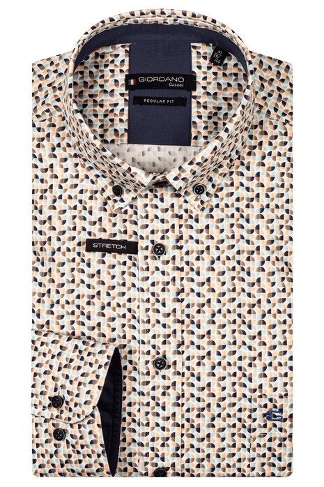 Giordano Ivy Vintage Abstract Graphic Pattern Shirt Orange-Multi