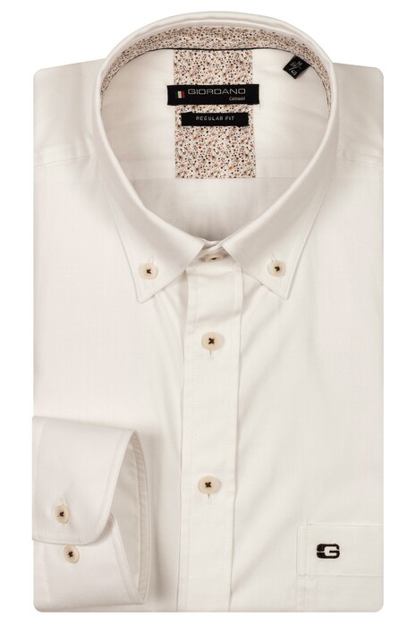 Giordano Ivy Washed Plain Twill Mini Flower Contrast Overhemd Wit