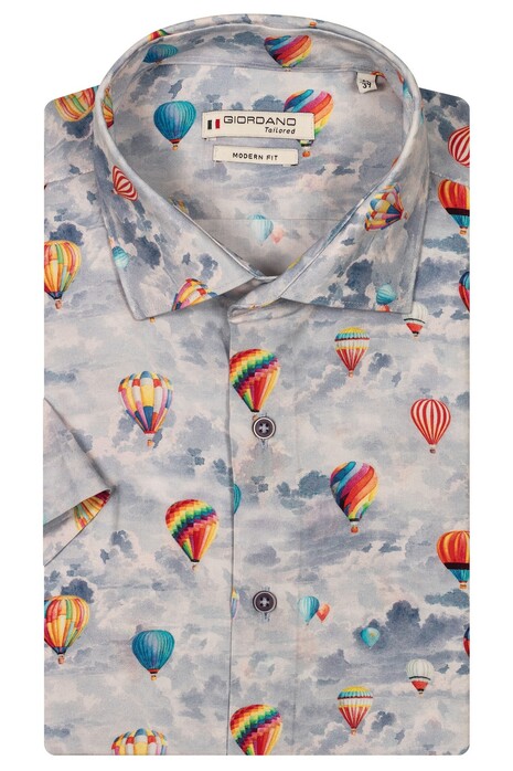 Giordano Lago Semi Cutaway Multicolor Air Balloon Shirt Light Blue-Multi