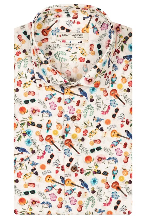 Giordano Lago Tropical Fantasy Overhemd Bright White-Multi