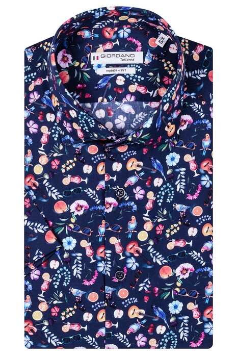 Giordano Lago Tropical Fantasy Overhemd Navy-Multi