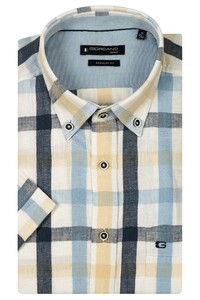 Giordano League Button Down Cotton Linnen Check Overhemd Navy-Multi