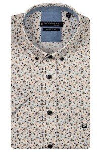 Giordano League Button Down Linnen Look Mini Flowers Pattern Overhemd Oranje-Multi