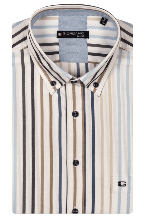 Giordano League Button-Down Stripe Twill Overhemd Navy-Multi