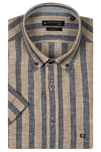 Giordano League Button-Down Washed Linen Stripe Shirt Kitt
