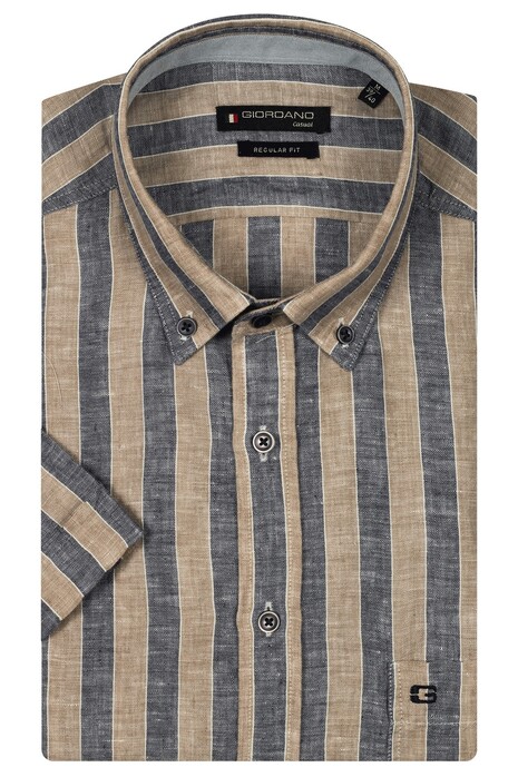 Giordano League Button-Down Washed Linnen Stripe Overhemd Kitt