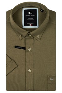 Giordano League Soft Liquid Cotton Jersey Short Sleeve Button-Down Overhemd Appel