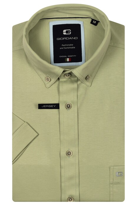 Giordano League Soft Liquid Cotton Jersey Short Sleeve Button-Down Overhemd Pastel Groen
