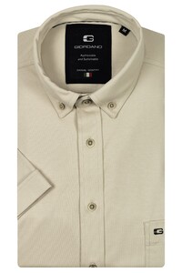 Giordano League Soft Liquid Cotton Jersey Short Sleeve Button-Down Shirt Beige