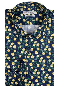 Giordano Lemon Stripes Fantasy Lago Semi Cutaway Overhemd Navy-Groen-Geel