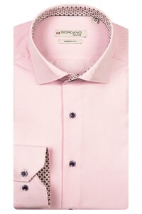 Giordano Locarno Semi Cutaway Fine Contrast Uni Color Overhemd Roze