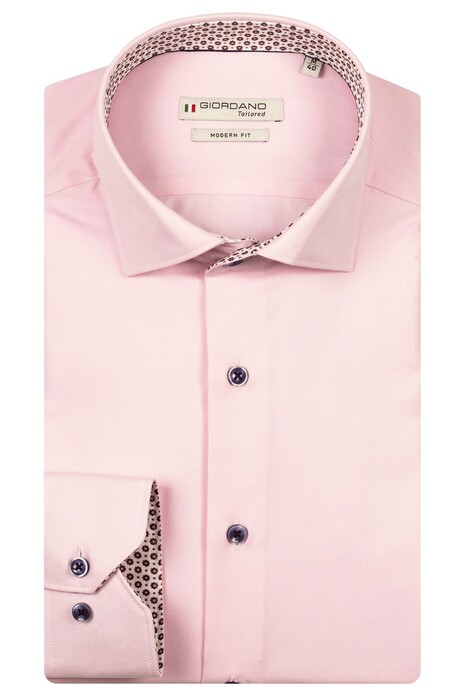 Giordano Locarno Semi Cutaway Fine Contrast Uni Color Shirt Pink