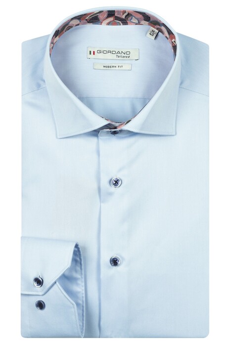 Giordano Locarno Semi Cutaway Libery Fabric Contrast Two-Ply Plain Twill Overhemd Soft Blue