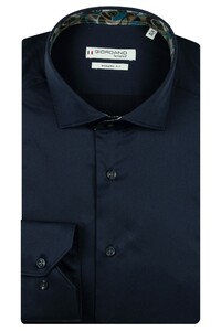 Giordano Locarno Semi Cutaway Libery Fabric Contrast Two-Ply Plain Twill Shirt Navy
