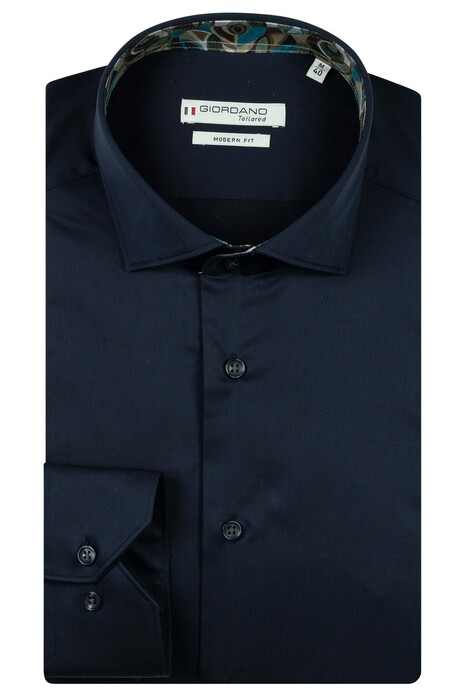 Giordano Locarno Semi Cutaway Libery Fabric Contrast Two-Ply Plain Twill Shirt Navy