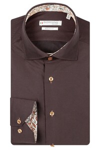 Giordano Locarno Semi Cutaway Two-Ply Plain Twill Overhemd Donker Bruin