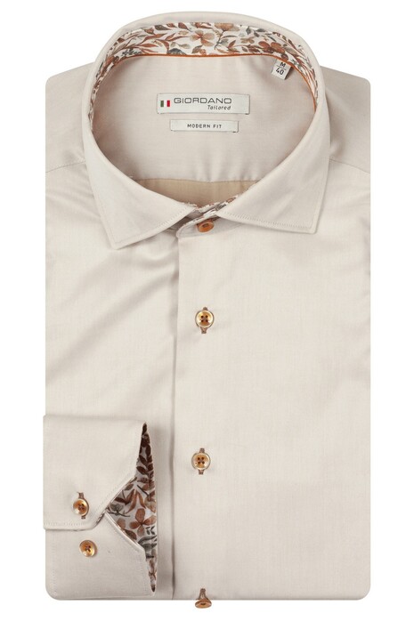 Giordano Locarno Semi Cutaway Two-Ply Plain Twill Overhemd Kitt