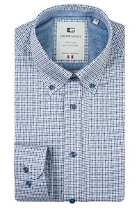 Giordano Loretto Allover Mini Squares Satin Stretch Overhemd Navy