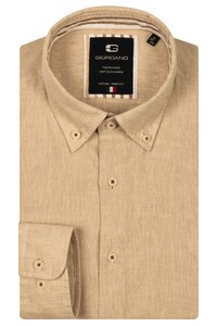 Giordano Loretto Button Down Cotton Linnen Mélange Overhemd Zand