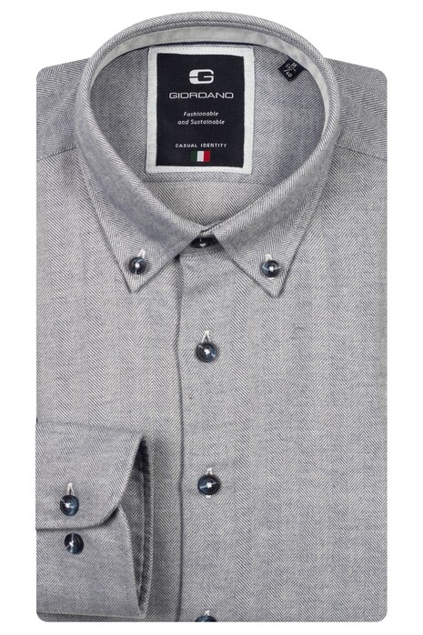 Giordano Loretto Button Down Herringbone Overhemd Soft Blue